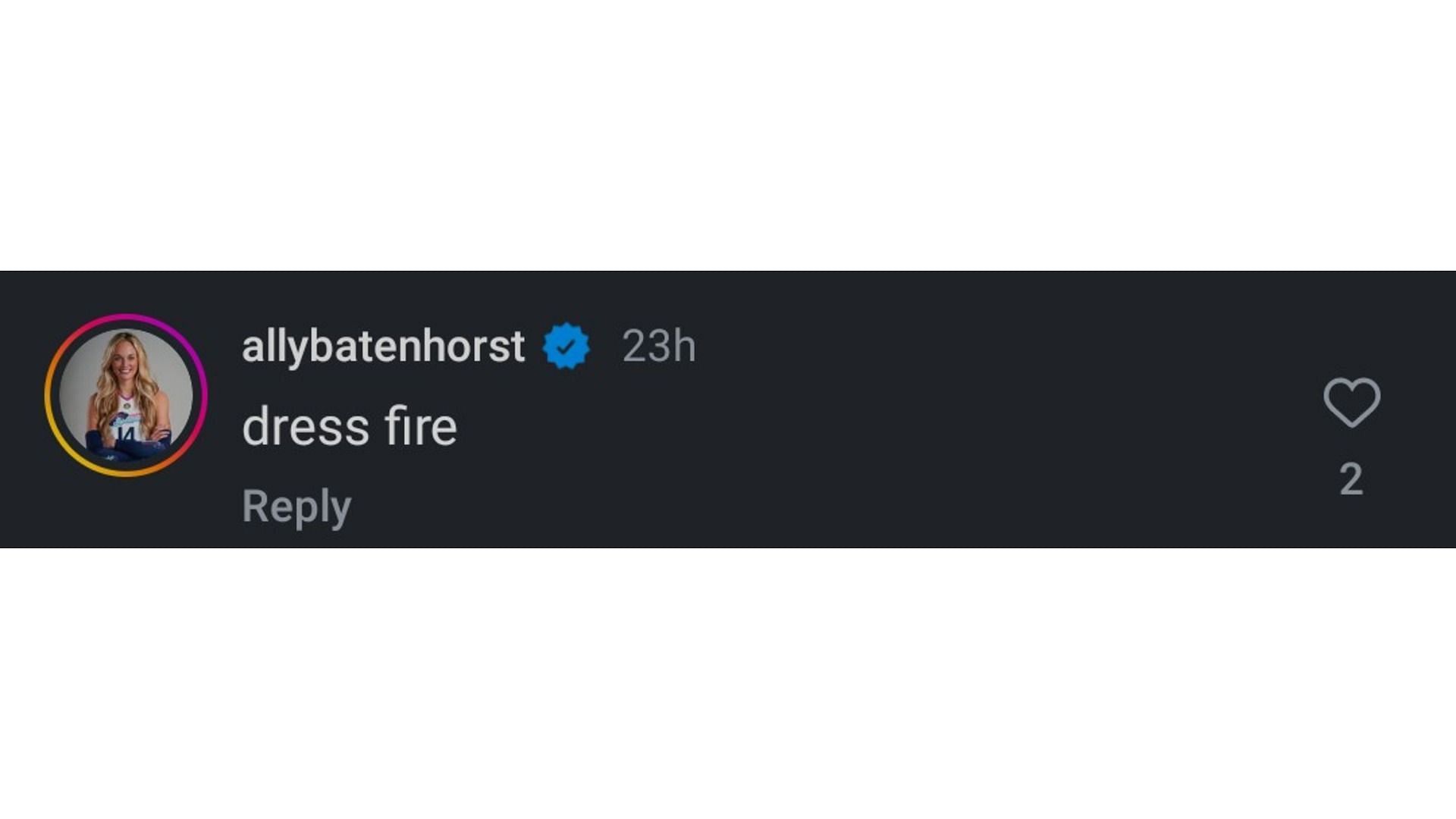 Batenhorst's comment on Beason's post - Source via: @merbson on Instagram